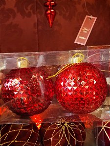 BOLA VERMELHA LOSANGO 12CM COM 2 UNIDADES - PRÉ VENDA 2026