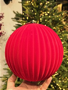 BOLA VERMELHA VELUDO FLOCADA GOMO 20CM