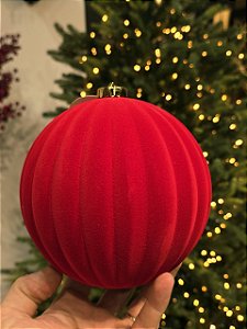 BOLA VERMELHA VELUDO FLOCADA GOMO 15CM