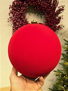 BOLA VERMELHA VELUDO FLOCADA LISA 20CM