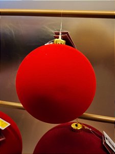 BOLA VERMELHA VELUDO FLOCADA LISA 15CM - PRÉ VENDA 2026