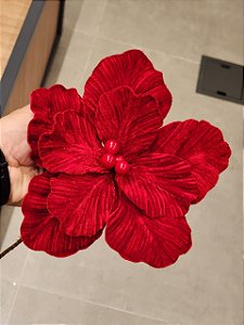 FLOR POINSETIA VERMELHA VELUDO 25CM - PRÉ VENDA 2026