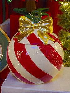 POTE COM TAMPA BOLA COM LISTRAS E LAÇO 22CM - PRÉ VENDA 2026