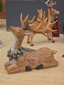 RENA DEITADA MARROM COM PINHAS 15CM - PRÉ VENDA 2026