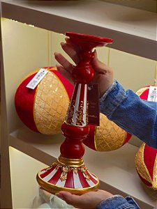 SUPORTE PARA VELA CIRCENSE LISTRADO VERMELHO E BRANCO 30CM - PRÉ VENDA 2026