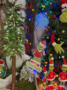 PLACA EM METAL MERRY GRINCHMAS 89CM USO EXTERNO - PRÉ VENDA 2026