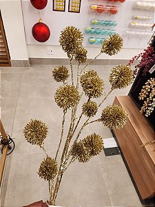 GALHO DENTE DE LEÃO DOURADO COM GLITTER 52CM - PRÉ VENDA 2026