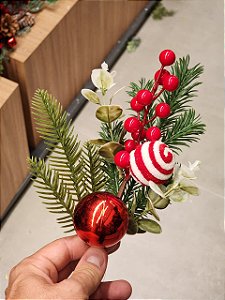 GALHO DECORATIVO BERRY COM BOLA 30CM - PRÉ VENDA 2026