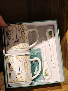 DUPLA DE CANECA QUEBRA NOZES COM COLHER 280ML 9CM COM CAIXA DE PRESENTE - PRÉ VENDA 2026