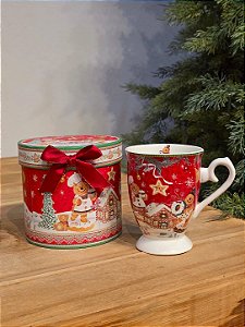 CANECA DECORADA GINGERBREAD 300 ML COM CAIXA DE PRESENTE