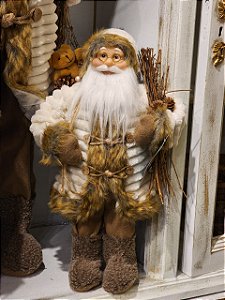 PAPAI NOEL RÚSTICO MARROM E BRANCO 45CM - PRÉ VENDA 2026