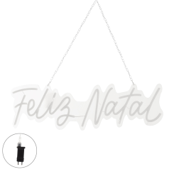 PLACA NEON WARM FELIZ NATAL EM ACRÍLICO 60CM BIVOLT - PRÉ VENDA 2026