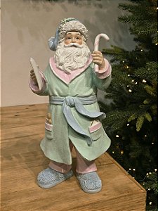PAPAI NOEL DE PIJAMA EM RESINA CANDY 34,5CM
