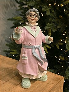 MAMÃE NOEL DE PIJAMA EM RESINA CANDY 32,5CM