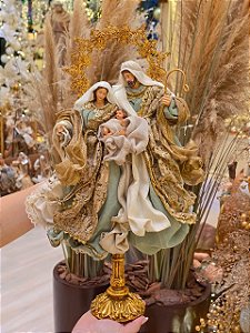 SAGRADA FAMÍLIA LUXO LINHA SACRA VERDE E DOURADO 42,5CM - PRÉ VENDA 2026