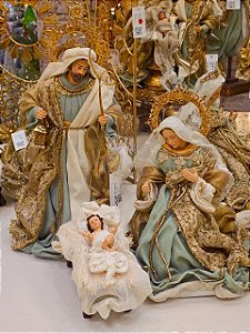 SAGRADA FAMÍLIA LUXO LINHA SACRA VERDE E DOURADA 36,25CM - PRÉ VENDA 2026