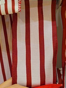 FITA ARAMADA DUPLA FACE LINHO VERMELHO E BRANCO FUNDO VERMELHO 10CM - PRÉ VENDA 2026