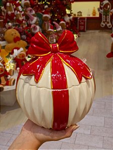 POTE BOLA DE NATAL COM LAÇO VERMELHO 20,3CM - PRÉ VENDA 2026