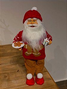 PAPAI NOEL EM PÉ COM SUETER DE GINGERBREAD 45CM
