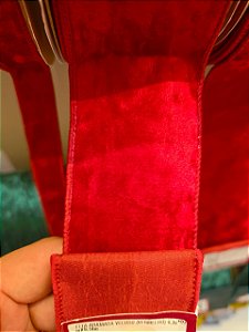 FITA ARAMADA VELUDO VERMELHO 6,3CM - PRÉ VENDA 2026
