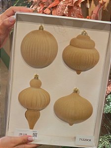 KIT ORNAMENTOS VELUDO CREME 10CM COM 4 UNIDADES - PRÉ VENDA 2026
