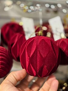 BOLA VELUDO VERMELHA FORMAS 10CM COM 3 UNIDADES - PRÉ VENDA 2026