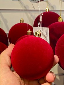 BOLA VELUDO VERMELHA 10CM COM 3 UNIDADES - PRÉ VENDA 2026