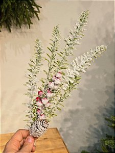 GALHO DECORATIVO AZEVINHO NEVADO 55CM