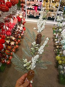 GALHO DECORATIVO AZEVINHO NEVADO 55CM - PRÉ VENDA 2026