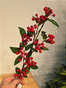 GALHO DECORATIVO FOLHA COM BERRY 60CM