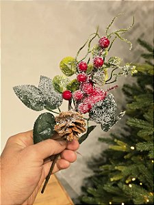 GALHO DECORATIVO BERRY NEVADO 29CM