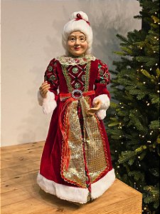 MAMÃE NOEL EM PÉ VERDE E VERMELHA 60CM