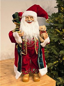 PAPAI NOEL EM PÉ VERDE E VERMELHO 60CM