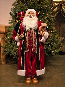 PAPAI NOEL EM PÉ VERDE E VERMELHO 110CM