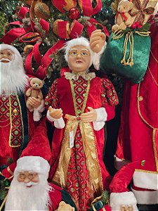 MAMÃE NOEL EM PÉ VERMELHA E VERDE 110CM - PRÉ VENDA 2026