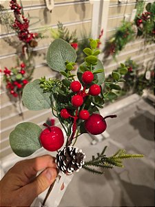 GALHO DECORATIVO MAÇA COM BERRY 34CM - PRÉ VENDA 2026