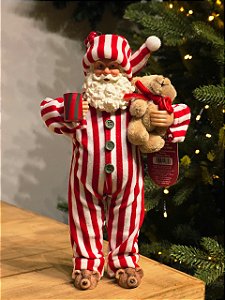 PAPAI NOEL COLECIONÁVEL DE PIJAMA PELUCIA 30CM