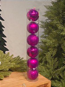 BOLA TRADICIONAL ROSA PINK 8CM KIT COM 6 UNIDS