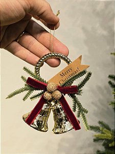 PENDENTE DECORADO ARCO SINO DUPLO COM LAÇO 12CM
