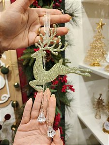 PENDENTE DECORADO RENA DOURADA 15CM - PRÉ VENDA 2026