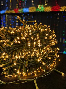 PISCA FESTÃO 500 LEDS 10 METROS AMBAR COM STROBO BIVOLT USO INTERNO E EXTERNO - PRÉ VENDA 2026