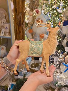 RENA EM PÉ EM RESINA VERDE 24CM - PRÉ VENDA 2026