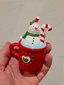 CANECA COM BONECO DE NEVE EM RESINA 9,5CM