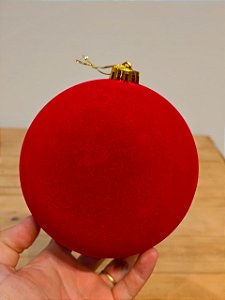 BOLA VELUDO VERMELHA CLARO 15CM UNITÁRIA