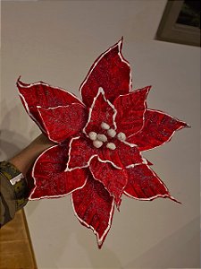 FLOR ARAMADA VERMELHA E BRANCA 30CM