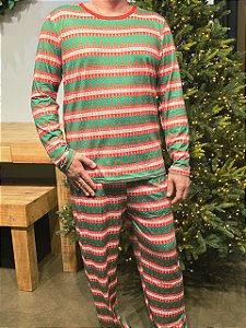 PIJAMA NATALINO VERMELHO E VERDE RENAS TAMANHO G