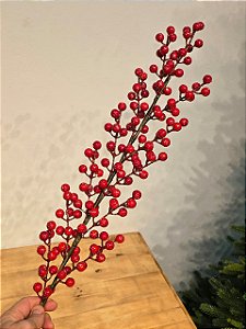 GALHO DECORATIVO BERRY VERMELHO 95CM