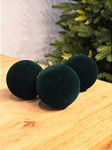 BOLA VELUDO VERMELHA 10CM COM 3 UNIDADES