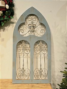 JANELA DECORATIVA EM MDF COM METAL 1 METRO X 57CM