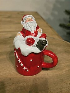 PAPAI NOEL NA CANECA EM RESINA 9CM
